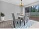 Modern dining area with gray chairs and white table, view to back deck at 2678 Greentree Se Dr, Marietta, GA 30067