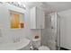 Small bathroom with shower, toilet and sink at 5200 Peachtree Rd # 3116, Chamblee, GA 30341