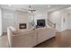 Comfortable living room features a fireplace and staircase at 6320 Halcyon Garden Dr, Alpharetta, GA 30005