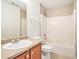 Clean bathroom with shower/tub combo and vanity at 1013 Bluecoat Cir, Hampton, GA 30228