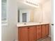 Double vanity bathroom with a large mirror at 1013 Bluecoat Cir, Hampton, GA 30228
