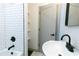 Clean bathroom, featuring subway tile and updated vanity at 2105 Fellowship Rd, Tucker, GA 30084
