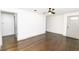 Bright living room with hardwood floors and ceiling fan at 2105 Fellowship Rd, Tucker, GA 30084