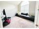 Office features a black couch and arched window at 320 Kentshire, Lawrenceville, GA 30044