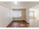 Bedroom with hardwood floors and built-in closets at 3235 Mcafee Rd, Decatur, GA 30032
