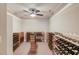 Spacious wine cellar with ample wooden racking for wine bottles at 4760 Highland Point Dr, Auburn, GA 30011