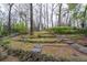 Lush backyard with mature trees and terraced landscaping, creating a serene and private outdoor space at 2597 Elsinore St, East Point, GA 30344