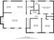 Floor plan displaying layout of the living room, kitchen, bedrooms, bathrooms, and dining area at 5925 S Quail Dr, Douglasville, GA 30135