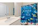 Bathroom with under the sea themed shower curtain at 38 Rocky Knl, Dallas, GA 30157