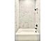 Bathroom with white subway tile and black fixtures at 153 Palisade Dr, Rydal, GA 30171