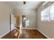 Bedroom with hardwood floors and access to the bathroom at 3080 Santa Monica Dr, Decatur, GA 30032