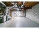 Exposed basement with block walls, ductwork, and concrete floor at 3401 Tulip Dr, Decatur, GA 30032