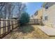 Fenced backyard features a lawn and patio area at 128 Prity Ct, Mcdonough, GA 30253