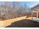 Spacious backyard with wooden privacy fence and wooded backdrop at 1076 Allspice Way, Lawrenceville, GA 30045