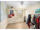 Bedroom with hardwood floors, ceiling fan and natural light through window at 118 Gilberts Way, Temple, GA 30179