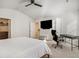 Spacious primary bedroom with a sloped ceiling, tv and a well-organized closet at 4722 Blake Loop, Atlanta, GA 30349