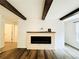 Modern electric fireplace with a stone facade in a living room at 420 Old Holcomb Bridge Rd, Roswell, GA 30076