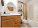 Bathroom with a single vanity, oval mirror and a shower and tub combo at 490 Dorsey Road Rd, Hampton, GA 30228