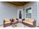 Relaxing covered patio furnished with wicker seating and a small table at 135 Cessna Dr, Canton, GA 30114