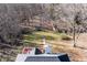 Aerial view showcasing backyard, shed, and trampoline at 3740 Garnet Way, Snellville, GA 30039