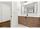 Modern bathroom with a floating vanity and marble tile at 130 Wesley Pl, Fayetteville, GA 30214