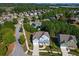 Wide aerial view of house and surrounding homes in a residential neighborhood at 1553 Brunswick St, Lithia Springs, GA 30122