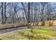 A fenced backyard features a grassy area and a wooded perimeter at 355 Holland Springs Way, Powder Springs, GA 30127