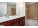 Bathroom with double vanity and bathtub at 5104 Leeshire Se Trl # 64, Atlanta, GA 30339