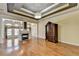 Main bedroom with hardwood floors and high ceilings at 5547 Nelson Pointe Dr, Stone Mountain, GA 30087