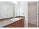 Small bathroom with vanity, tub, and tile floor at 2005 Creek Pointe Way, Villa Rica, GA 30180