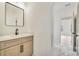 Modern bathroom with a single vanity, and a walk-in shower at 4265 Haynes Cir, Snellville, GA 30039