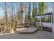 Outdoor deck showcases a cozy fire pit and wooded views at 3536 Evans Ridge Trl, Atlanta, GA 30340