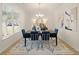 Contemporary dining room featuring a black wood table with blue chairs and modern artwork at 2712 Sw Riverpine Lot 175 Sw Trl, Atlanta, GA 30331