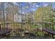 Backyard view from porch overlooking lush trees and landscape around the house at 105 Weatherford Pl, Roswell, GA 30075