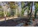 Serene garden featuring mature trees, landscaping, and an outdoor seating area, creating a peaceful retreat at 105 Weatherford Pl, Roswell, GA 30075