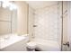Bright bathroom with white hexagon tile shower and modern vanity at 724 Redland Dr, Jonesboro, GA 30238