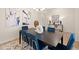 Modern dining room featuring a dark wood table and blue velvet chairs at 799 River Gardens Se Dr, Atlanta, GA 30354