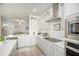 Modern kitchen with white cabinets, stainless steel appliances and a breakfast bar at 110 Cobalt Dr, Fayetteville, GA 30214