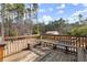 View of the backyard wooden deck, with seating, perfect for relaxing and entertaining at 1579 Howell Highlands Dr, Stone Mountain, GA 30087