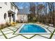 Inviting, rectangular pool with geometric patterned tile and modern landscaping at 5220 Green Oak Ct, Atlanta, GA 30327