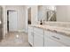 Elegant bathroom with granite countertops and walk-in shower at 427 Bluffs View Ln, Canton, GA 30114