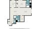 Detailed floor plan showcasing the layout of the kitchen, living room, bedroom, and bathrooms at 195 14Th Ne St # 902, Atlanta, GA 30309