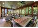 Relaxing screened porch with seating area and dining table, offering wooded views at 2220 Edison Ave, Atlanta, GA 30305