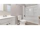 Clean bathroom with a white bathtub and vanity at 3589 Satellite Blvd, Ellenwood, GA 30294