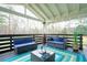 Inviting outdoor deck with comfortable seating, a colorful rug, and a heater, creating a relaxing outdoor space for entertaining at 218 Ward Rd, Ellenwood, GA 30294
