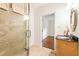 Bathroom with walk-in shower and updated fixtures at 1195 Old Woodbine Rd, Atlanta, GA 30319