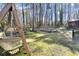 Large backyard with a wooden swing and lush greenery at 4086 Pecan Nw Ct, Lilburn, GA 30047