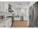 Modern kitchen with white cabinets, stainless steel appliances, and granite countertops at 2622 Marcia Dr, Lawrenceville, GA 30044