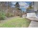 Large grassy backyard with a wooden fence at 5815 Feldwood Rd, Atlanta, GA 30349