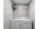 Functional laundry area featuring a washer, dryer and wire shelving at 2409 Swallow Se Cir, Atlanta, GA 30315